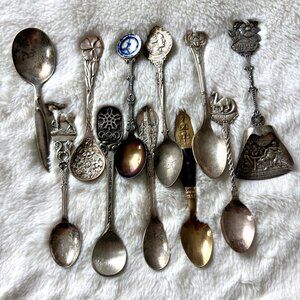 Lot Of 11 Vintage Spoons Random Collection Various Designs